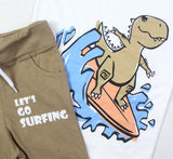 Let's Go Surfing White & Brown Twinset