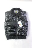 Black Gloss Sleeveless Puffer Jacket.