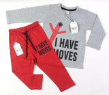 I Have Moves Grey & Red Full-Sleeves PJ's
