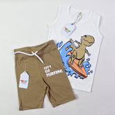 Let's Go Surfing White & Brown Twinset