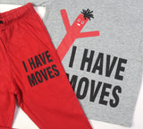 I Have Moves Grey & Red Full-Sleeves PJ's