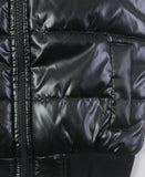 Black Gloss Sleeveless Puffer Jacket.