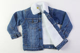 Mid-Blue Denim Jacket With Fur