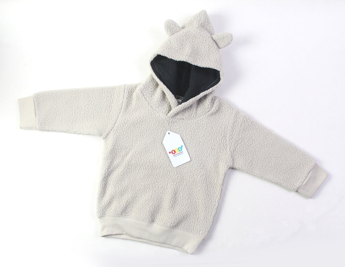 Ivory White Sherpa Bunny Hoodie