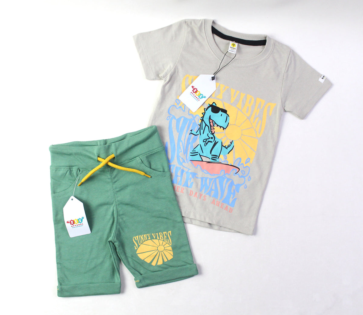 Sunny Vibes Pearl Grey & Green Twinset