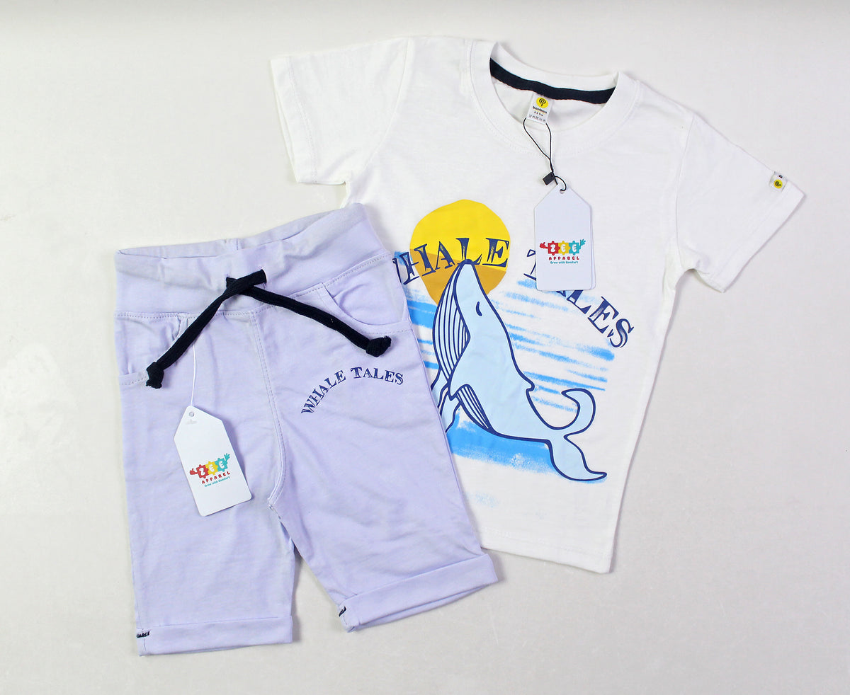 Whale Tales White & Light Lavender Twinset